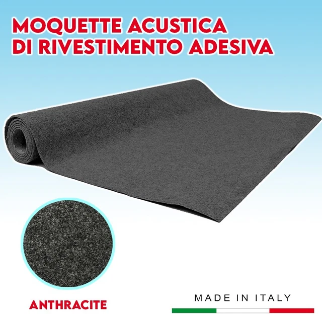 Moquette Adesiva Acustica Rivestimento Interni Auto Antracite Italia 140 x 70cm