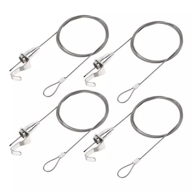 Picture Hanging Wire Kit, 4pcs 1.5M Adjustable Rail Hanging System, Load 66 lbs