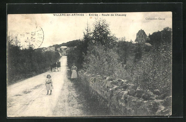CPA Villers-en-Arthies, Entrèe - Route de Chaussy