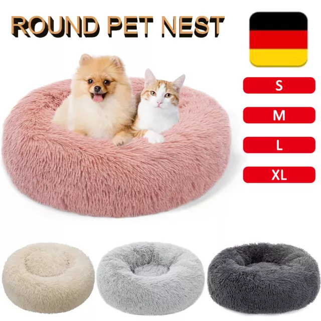 Hundebett S-XL Plüsch Katzenbett Hundekissen Hundekorb Schlafplatz Rund Donut