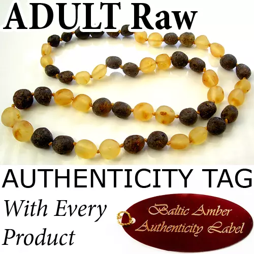 Dark Mix RAW BALTIC AMBER ADULT NECKLACE - AGbA® Certified - Natural Health