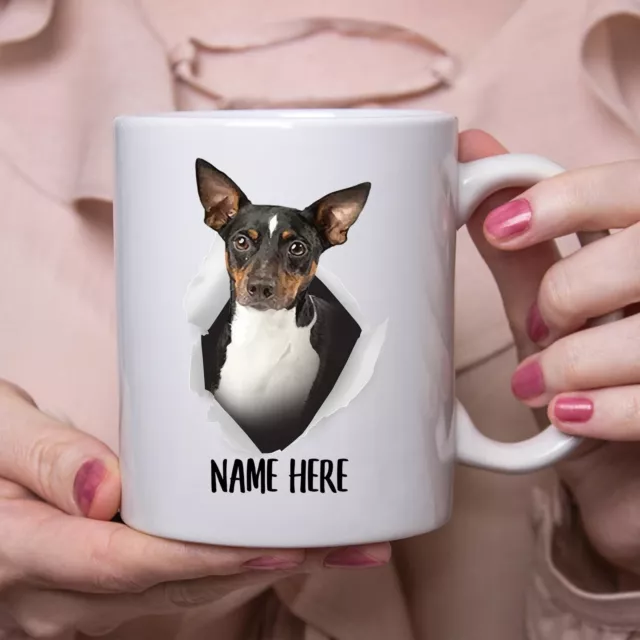 Funny Personalized Rat Terrier Tri Color Custom Name White Coffee Mug