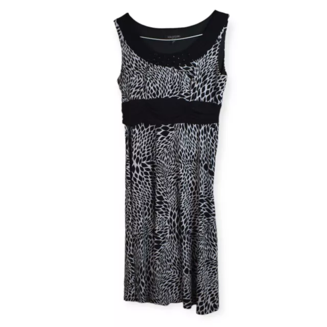 Perceptions Dress 12P Womens Printed Empire Waist Sleeveless Petite Beaded