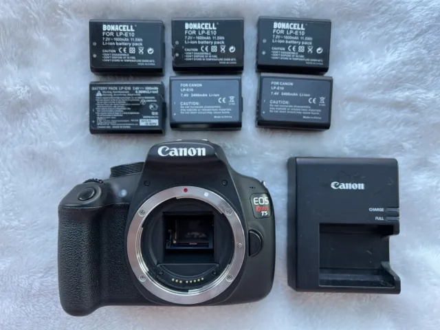 Canon EOS Rebel T5 DSLR Camera Bundle - Body Only W/ Bag, Charger, 6 Batteries