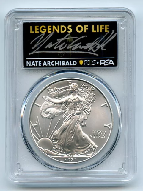 2021 $1 Silver Eagle T1 Last Da Production PCGS MS70 Legends Life Nate Archibald