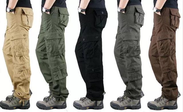 Herren Cargo Hose Outdoor 8 Taschen Arbeitshose Loose Fit Freizeit Hose Workwear