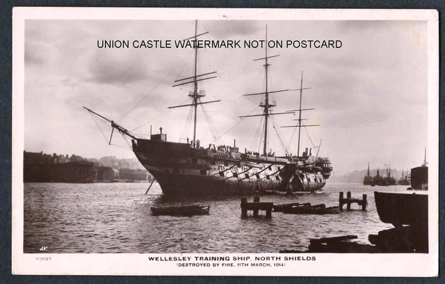 Rp Postcard Wooden Wall Royal Navy Training Ship Wellesley North Shields 1914
