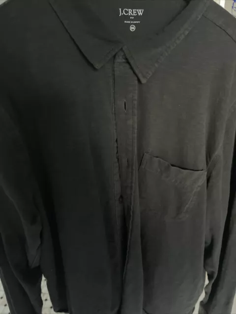 j crew reimagined Slub Soft Cotton Black Button Up Mens XXL EUC