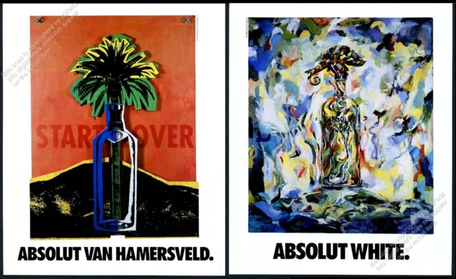 1991 Absolut Vodka Suzanne White John Van Hamersveld bottle art 2-side print ad