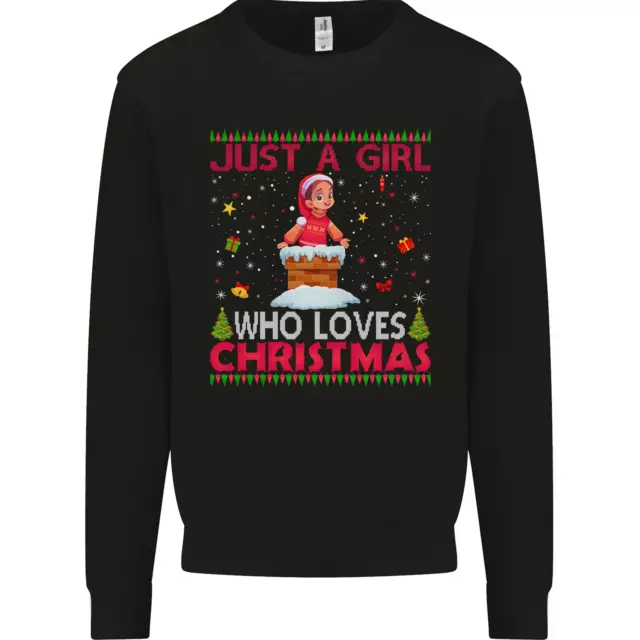 Just a Girl Who Loves Christmas Funny Kids Sweatshirt Jumper