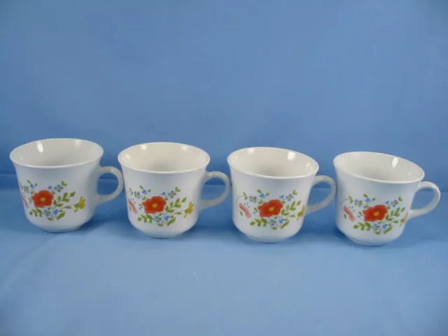 Corning Ware Corelle Wildflower Coffee Cups  Set of 4, No saucers, Used/Vintage