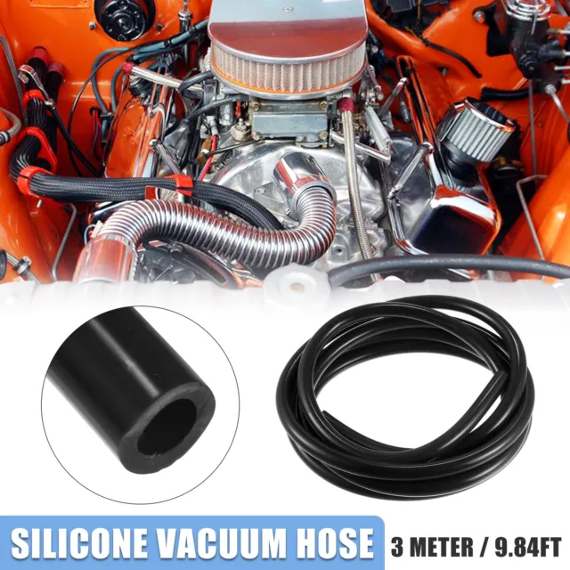 8mm ID 9.84ft Car Silicone Vacuum Hose Pipe Water Air Boost Line Tube Black