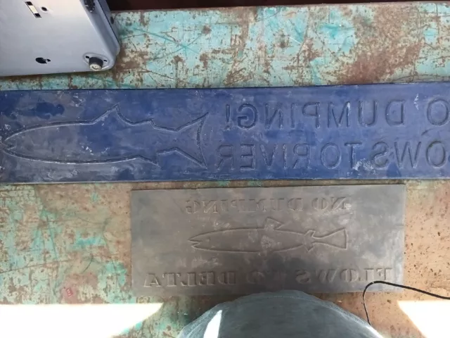 Concrete Stamps - No Dumping. River Delta W/ Fish Picture