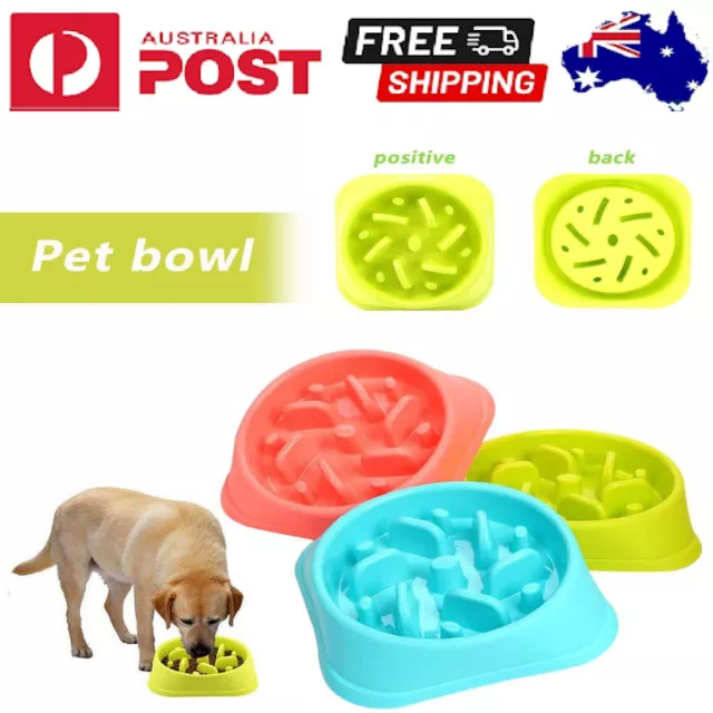 Pet Dog Slow Feeder Bowl Non Slip Interactive Feeding Dish Puzzle Anti Choking