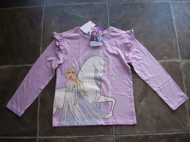 BNWT Girl's Frozen Purple Cotton Knit Long Sleeve Top Size 3