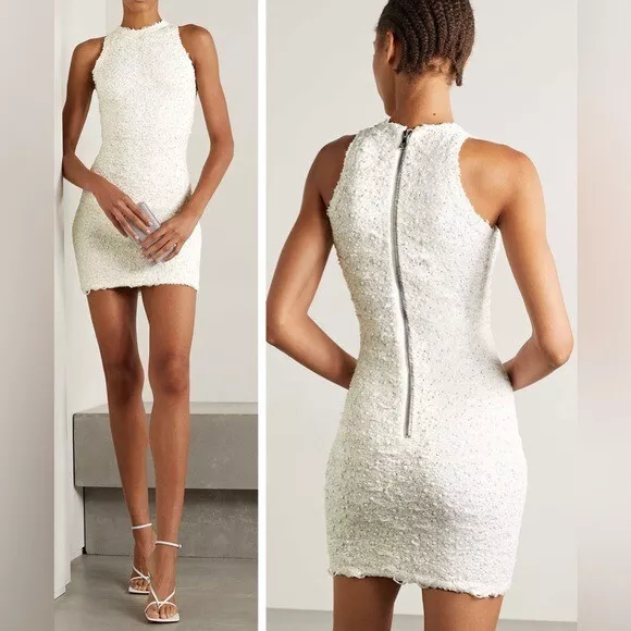 Balmain Pearl-Embellished Tweed Body-Con Mini Dress