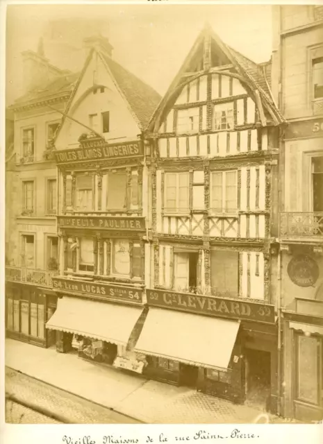 France, Caen, Vieilles Maisons de la rue Saint Pierre Vintage albumen Print, Fra