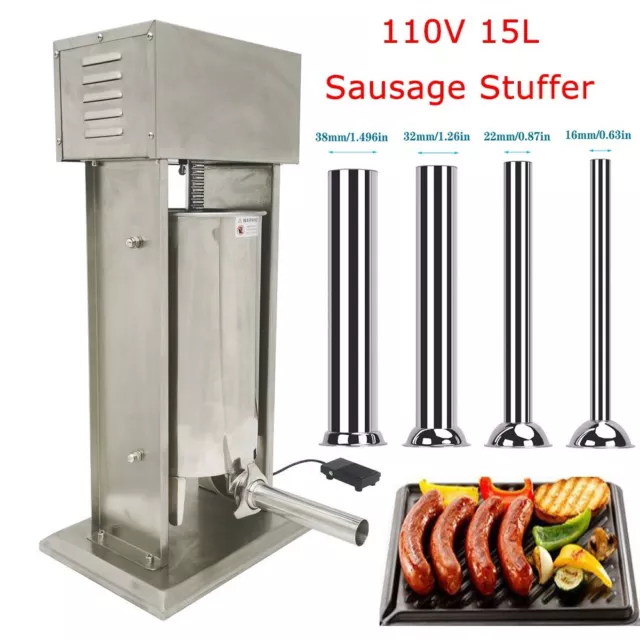 15L Commercial Electric Sausage Stuffer 110V Vertical Meat Filler Sausage Maker