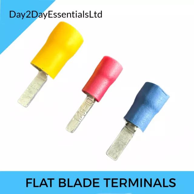 Flat Blade Terminal Insulated Electrical Crimp Connector Wire Red Blue Yellow