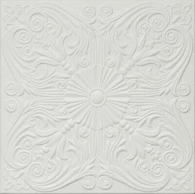Decor Ceiling Tile R39 Victorian Glue-up Foam 20"X20" WHITE SATIN PAINTED SALE!!