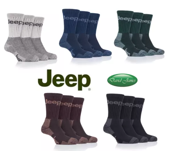 3 Pairs Mens Luxury Jeep Terrain Walking Socks Size 6-11 Uk 39-45 Eur 6 Colours