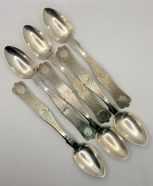 Middle-Eastern .900 Silver Set Of 6 Hand Engraved Tea Spoons 6 1/2" Long V. Nice