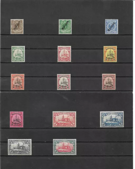 Marianen, Deutsche Kolonien 1901, Einzelmarken aus MiNrn: 1 - 21 *, ungebraucht