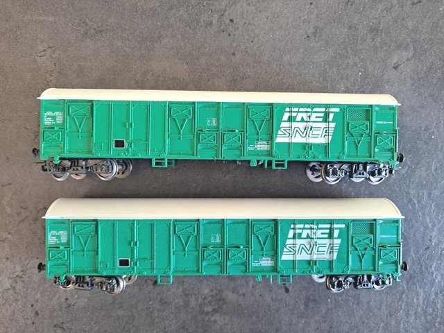 Lot 2 Wagons Marchandises Couvert Fret Sncf Jouef Train Electrique Ho