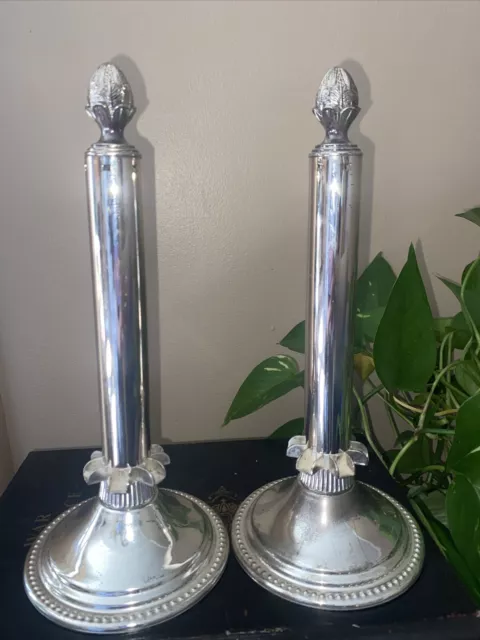 Set Of Godinger  Silver Candlesticks. Decorative Piece.  Almost 10" tall.