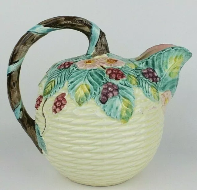 The Haldon Group Vintage Porcelain Majolica Pitcher Blackberry Basket-weave 1988