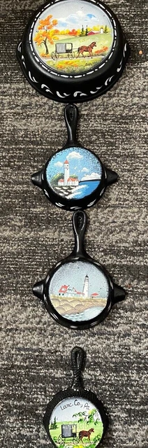 Set of 4 Cast Iron Skillets 6";3.75"; (2)& 3.0" -Theme Lancaster, & Lighthouse