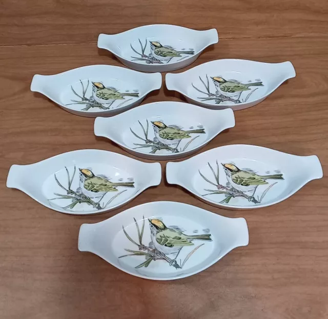 Set Of 7 Vintage 1976 Enesco SongBird Song Bird Oven To Table Au Gratin Dishes