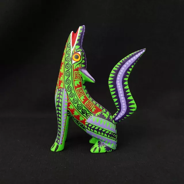 Gorgeous Oaxacan Wood Carving Coyote Alebrije. Mexican Folk Art.