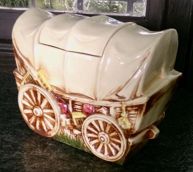 MCCOY POTTERY 1960'S Western Covered Wagon Cookie Jar 40.00 PicClick