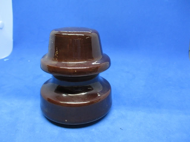 Vintage Pinco Ceramic Porcelain Dark Brown Glaze Telephone Telegraph Insulator
