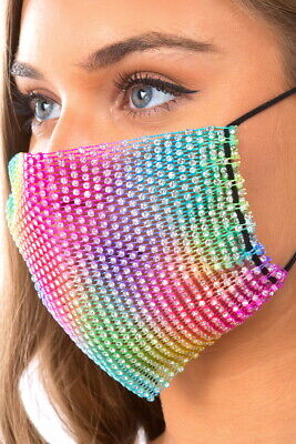 Reusable Fancy Fashion Face Mask With Sequin Bling Glitter Rhinestone