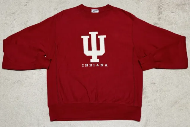 Vintage Champion Indiana Hoosiers Reverse Weave Sweatshirt Mens Medium M Red 90s