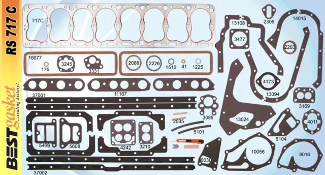 PACKARD 288 327 356 ci straight 8 1948 - 54 COMPLETE ENGINE GASKET SET