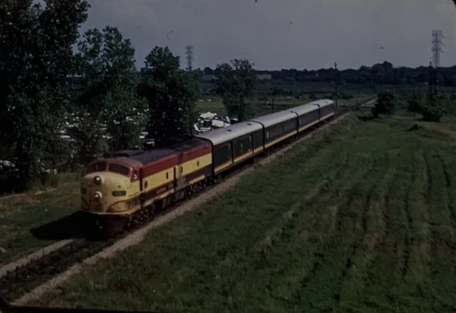 Vtg 35mm Slide Kansas City Southern Railroad Passenger Train Engine