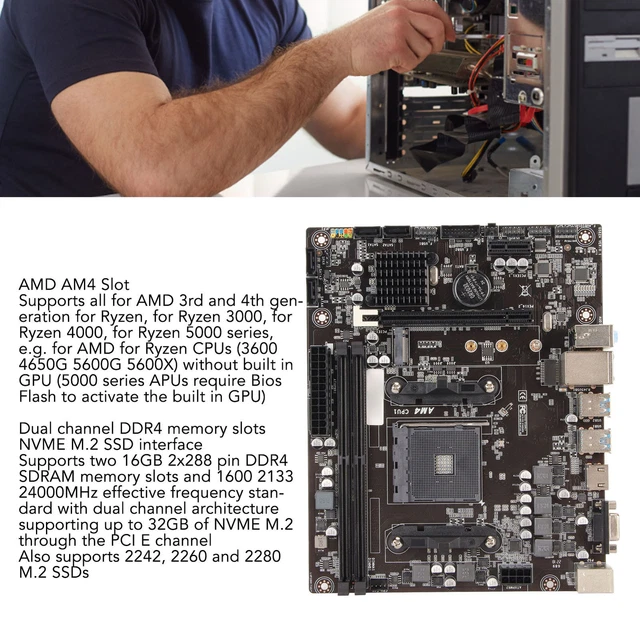 A520 M ATX Motherboard Am4 M.2 Nvme Usb3.0 Dual Channel Ddr4 Memory Pc ...