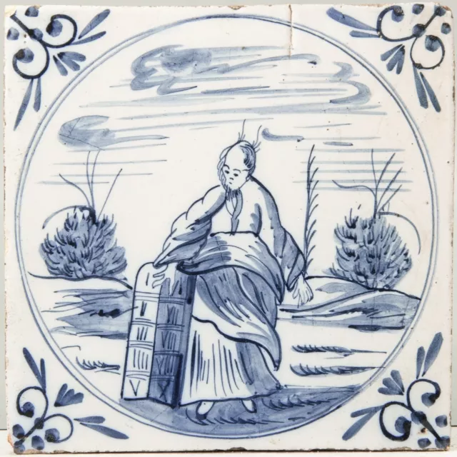 Nice Dutch Delft blue biblical tile, Exodus 20, 18th. ct.