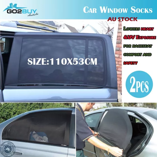 2x Universal Car Window Sox Sun Shades Socks Rear Side Seat Baby Kids Protection