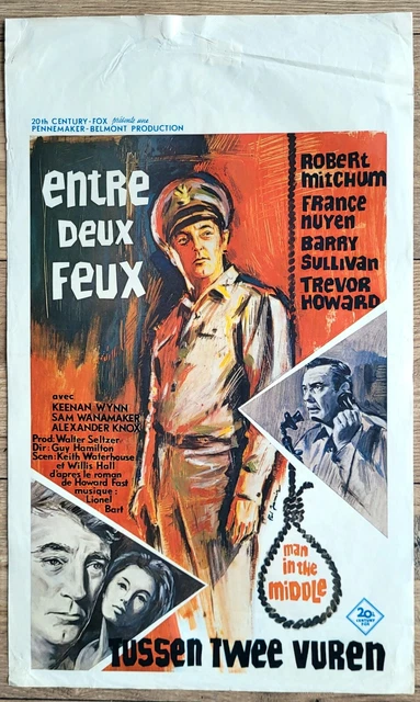 belgian poster MAN IN THE MIDDLE, ROBERT MITCHUM, FRANCE NUYEN, BARRY SULLIVAN