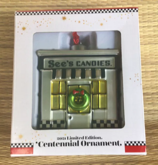 See’s Candy 100 Anniversary Centennial LE  2021 Xmas Store ORNAMENT Storefront