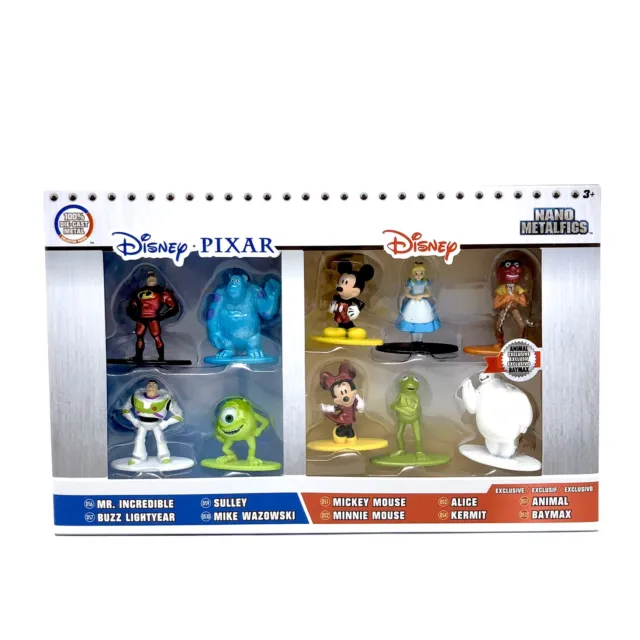 Disney Pixar Nano Metalfigs 10 Pack Toy - Die Cast Metal Figures Cake Toppers