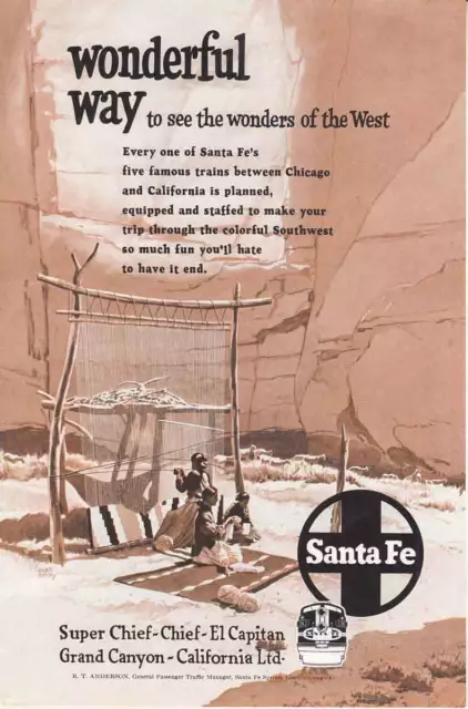 1952 Santa Fe Railway: Wonderful Way to See the Wonder Vintage Print Ad