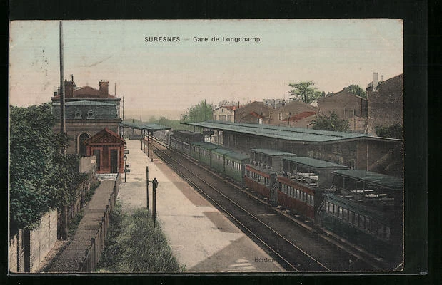 CPA Suresnes, Gare de Longchamp 1914