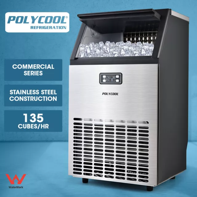 POLYCOOL Commercial Ice Cube Maker Machine Stainless Steel Automatic Fast