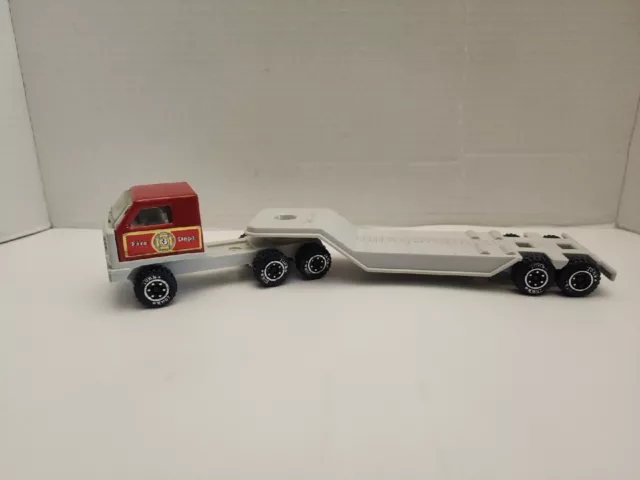 Vintage Tonka Cab Over Fire Truck - Engine Co. 3 with Flat Trailer Metal Plasti