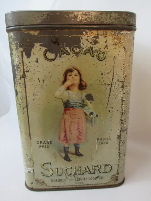 Suchard Kakao Blechdose Jugendstil Alte Reklame um 1910
